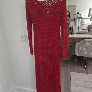 Zara Red Crochet Maxi Dress